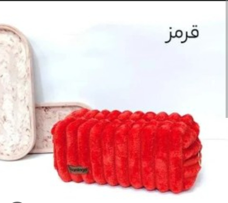 کیف لوازم آرایشی زنانه مدل فلامینگو طرح کرکره ای رنگ قرمز
