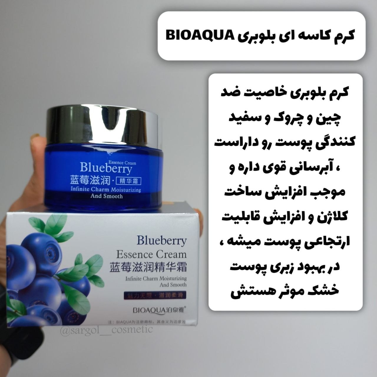 کرم آبرسان  بلوبری | B.I.O.A.Q.U.A Blueberry مرطوب‌کننده و شفاف‌کننده پوست اصل
